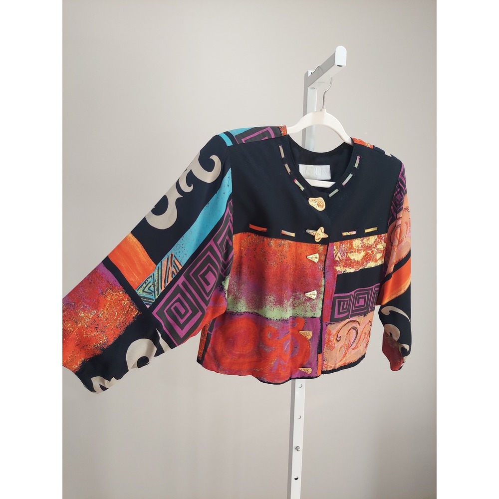 Platinum Dorothy Schoelen Abstract acket S Art Deco 80s Wearable Art Eclectic